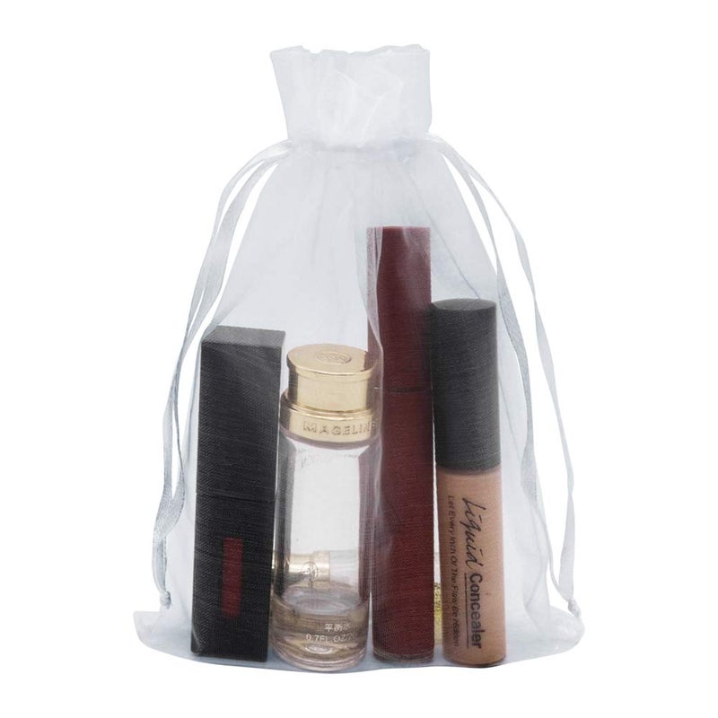 HRX Package White Organza Gift Bags 5x7 inch 100pcs, Mesh Jewelry Pouches Drawstring Bags Empty Sachet for Christmas Candy Present Wedding Giveaways - Image 5
